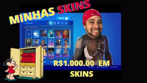 MOSTRANDO MINHA COLEÇÃO DE SKINS DO FORTNITE
