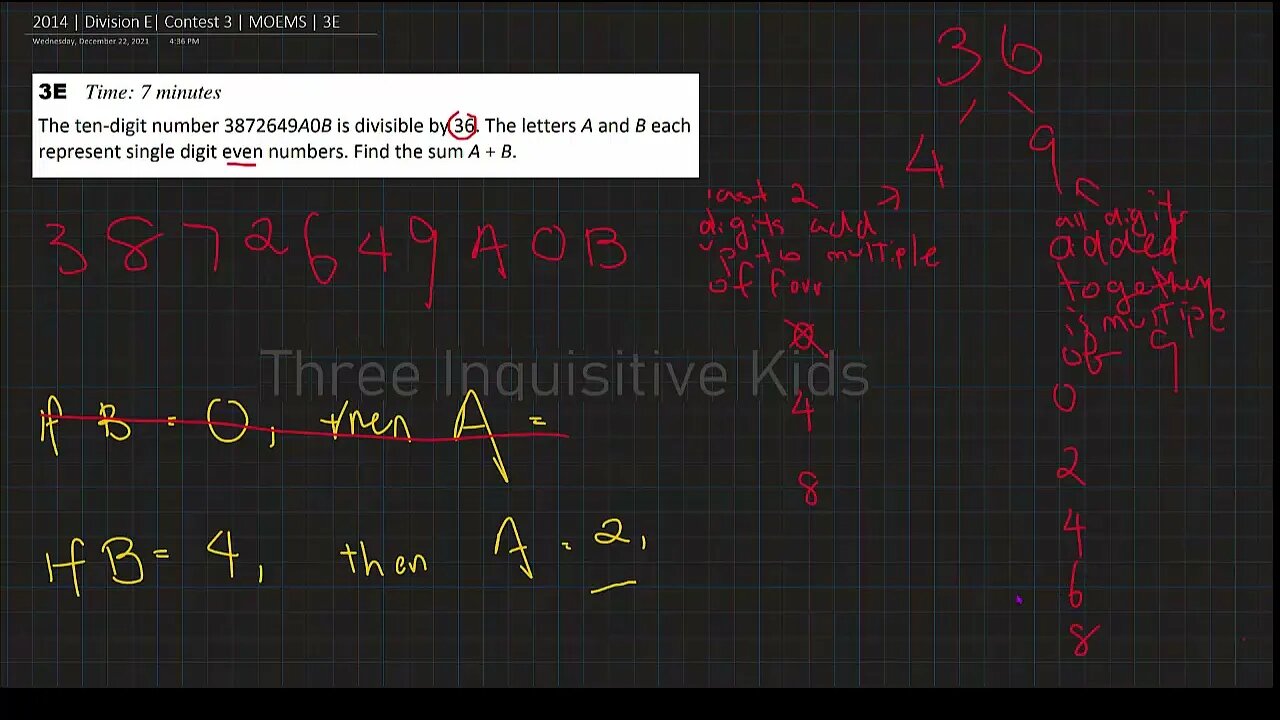 Math Olympiad for Elementary | 2014 | Division E | Contest 3 | MOEMS | 3E