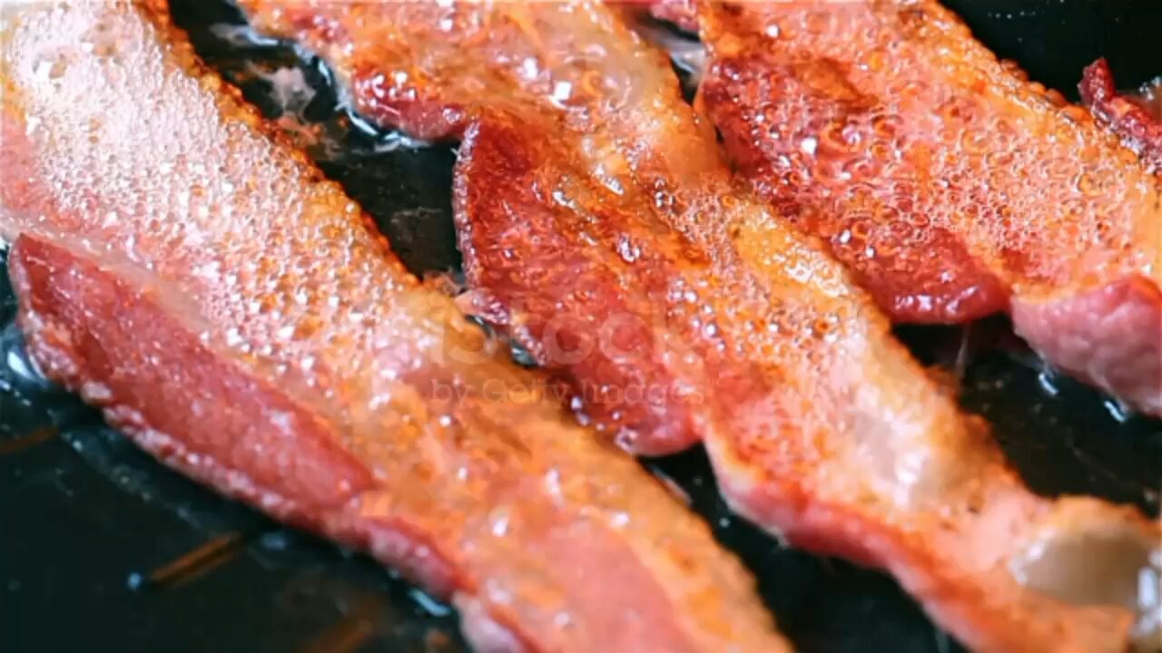 😚😚😚Close up of Cooking Bacon.😚😚😚