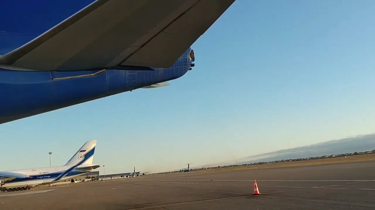 Silkway West Airlines IL-76 taking off from runway 17 in Baku, Azerbaijan.