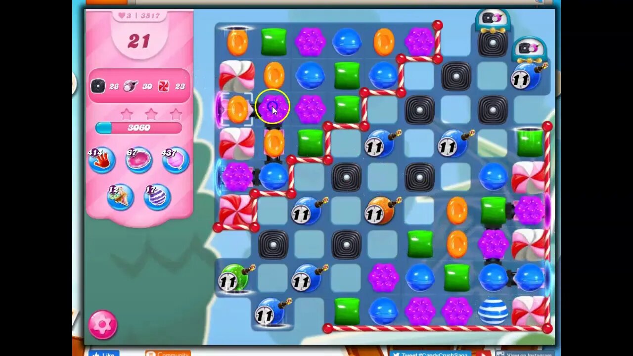 Candy Crush Level 3517 Talkthrough, 25 Moves 0 Boosters