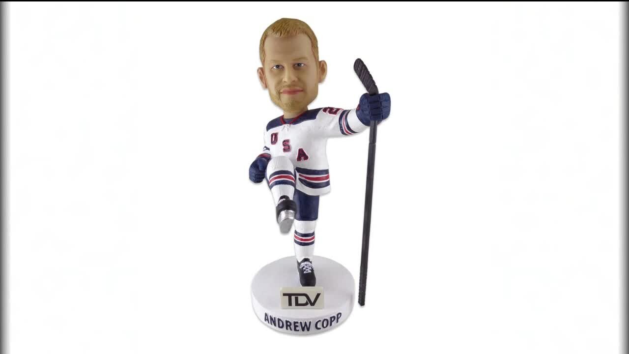 Andrew Copp gets bobblehead night at USA Hockey's NTDP on January 7