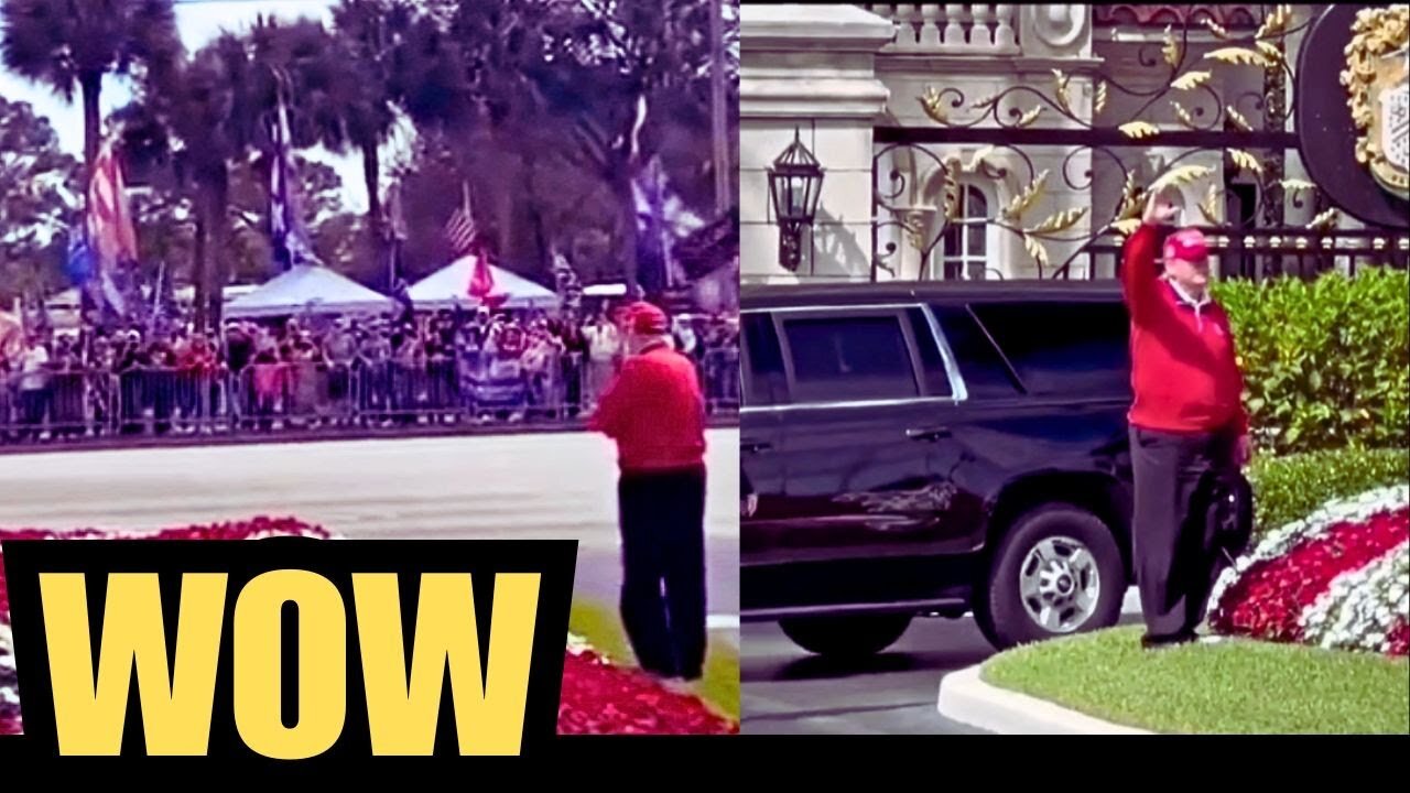 DONALD TRUMP SURPRISED BY SUPPORTERS FOR PRESIDENTIAL DAY AT GOLF CLUB, FL