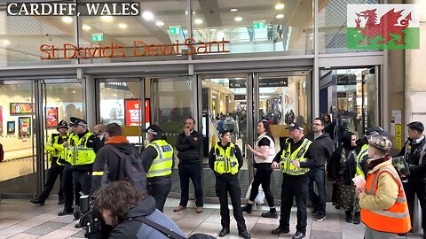 March Pro-Palestinian Protesters St. Davids Shopping Center Cardiff