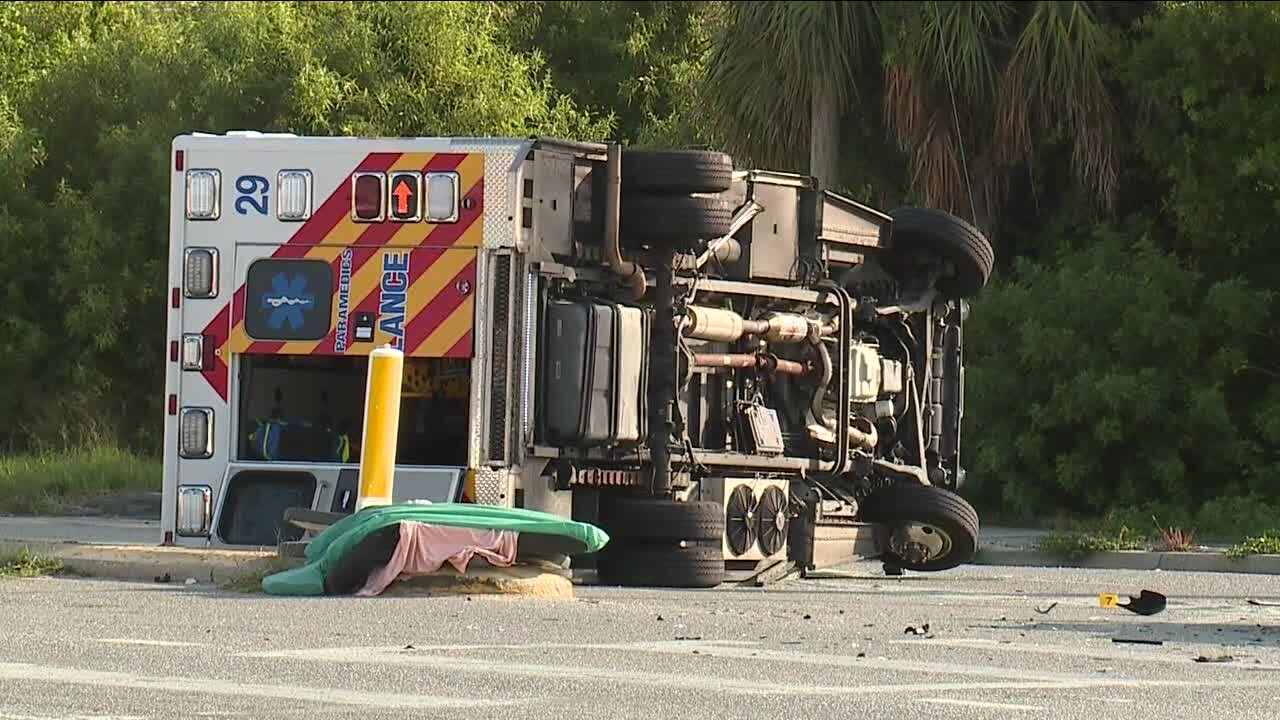 Car crashes into ambulance in Pinellas Park, 5 transported to hospital