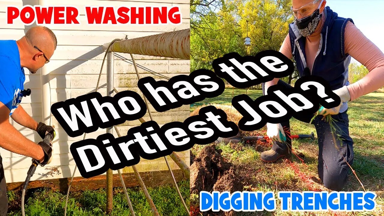 Who Has The Dirtiest Job? GUY Power Washer vs GIRL Trench Digger | DIY in 4K