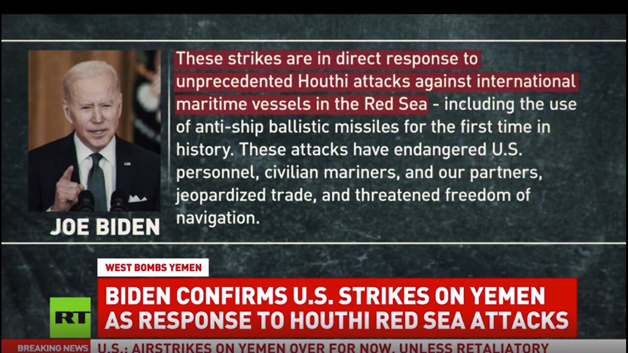 Biden confirms US strikes on Yemen 10am Jan 12, 2024