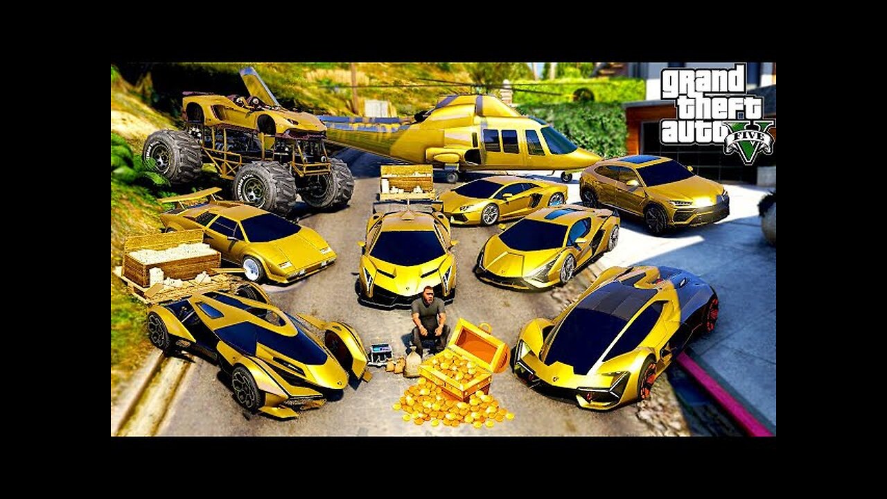 Franklin Stealing Golden Super Cars in GTA 5!