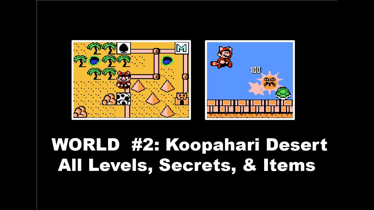 Super Mario 3 (NES) World #2 Koopahari Desert: Complete Walkthrough Guide: All Levels, Secret Items