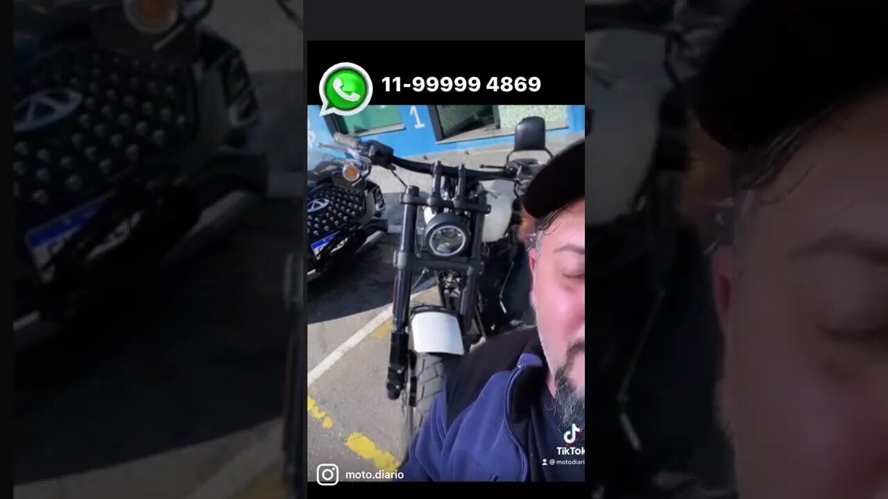 Fat Bob branca cor de táxi e abaixo da Fipe papai, cola aqui que ocê decola