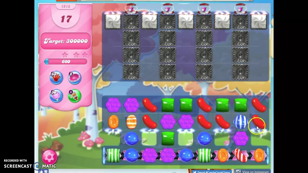 Candy Crush Level 1918 Audio Talkthrough, 1 Star 0 Boosters