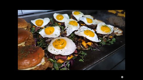 Japanese chicken burger and steak cheeseburger -streetfood