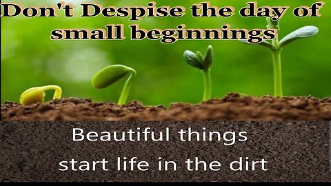 Don't despise the dayn of small beginnings