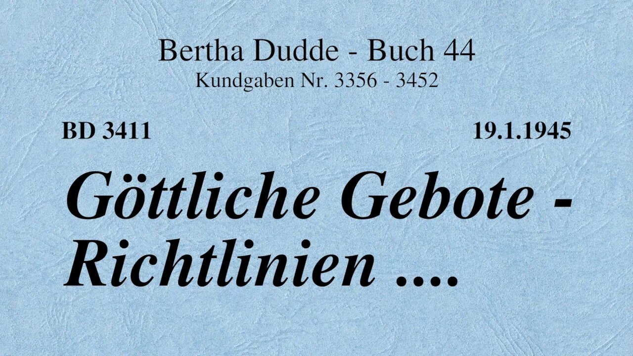 BD 3411 - GÖTTLICHE GEBOTE - RICHTLINIEN ....