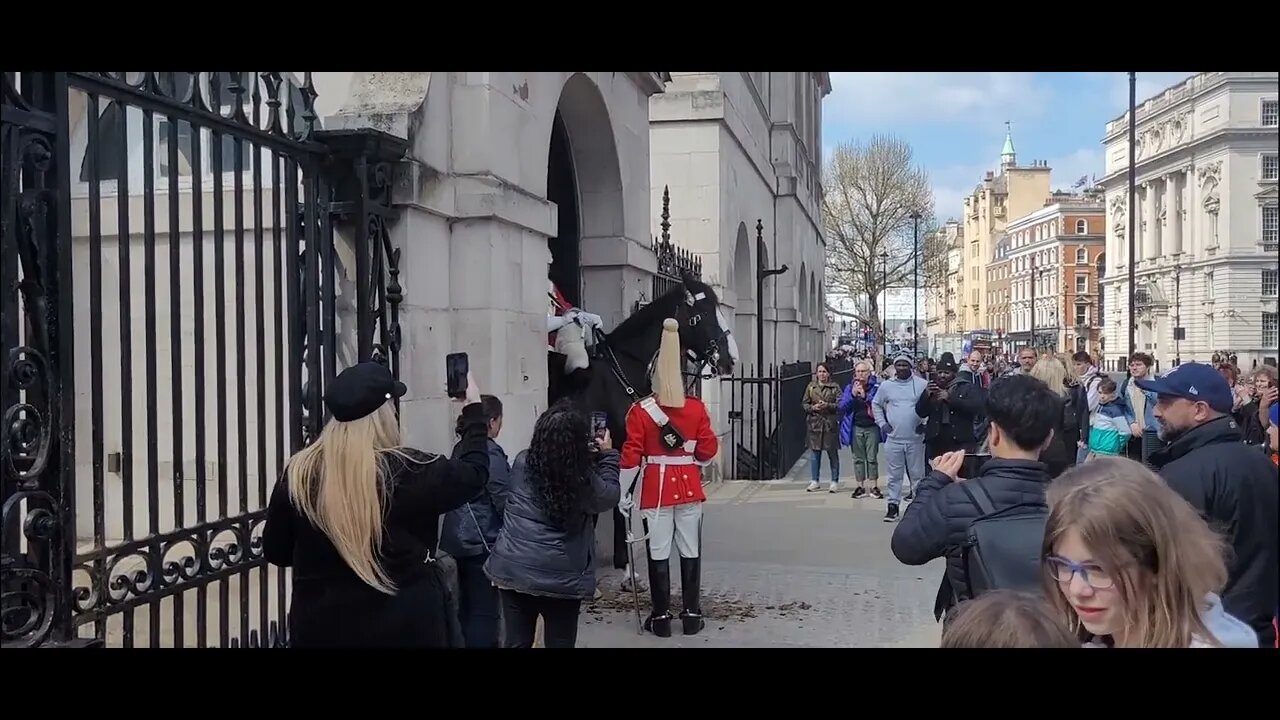 Unexpected foot guard from the change over comes out speaks to both boxmen. make way at tourist