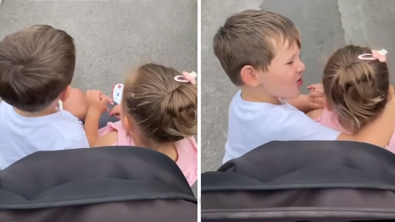 Heartwarming Moment Between Siblings During A Stroll