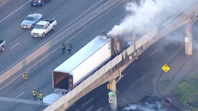 Semi fire closes westbound I-70 near Purina plant