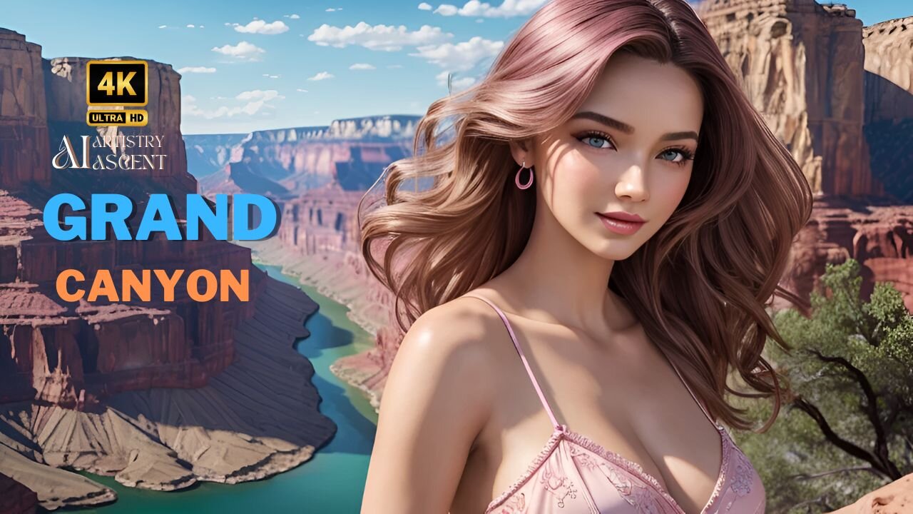 4K AI Artistry Lookbook Model in Grand Canyon Arizona: Sultry Siren Satin Slip Dress