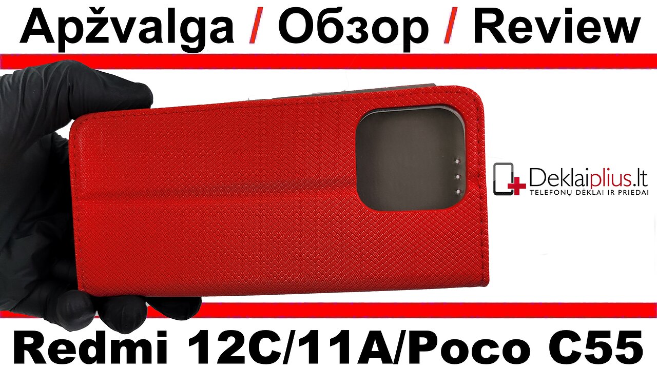 Telone atverčiamas dėklas - raudonas Xiaomi Redmi 12C/11A/Poco C55