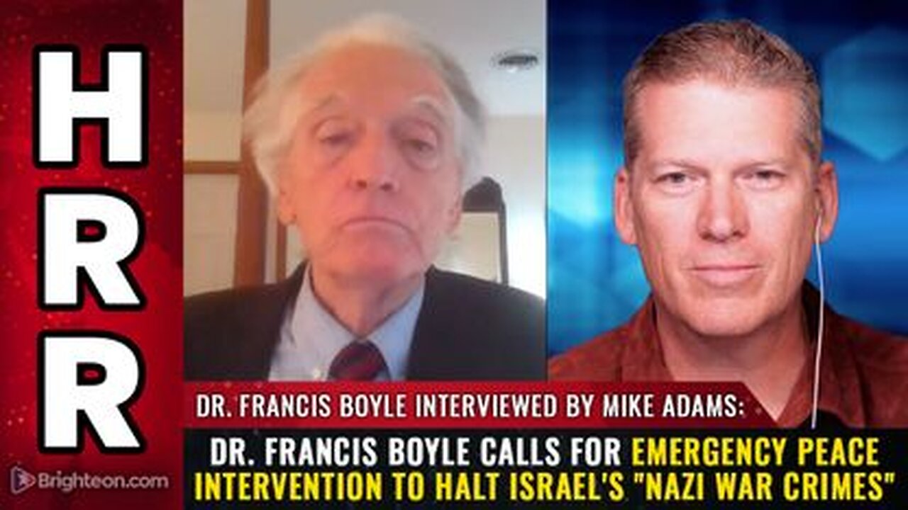 Dr. Francis Boyle calls for emergency PEACE INTERVENTION to halt Israel's Nazi war crimes