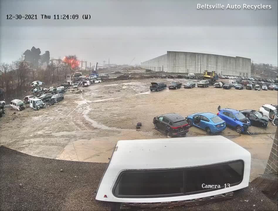 Explosive surveillance footage shows coal silo blow up at CSX facility in Curtis Bay on Thursday.