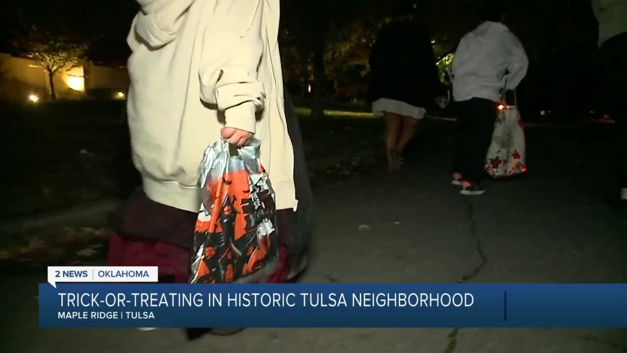 Trick-or-treating in historic Tulsa Maple Ridge neighborhood