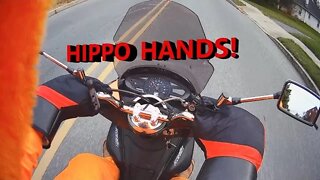 No-name Hippo Hands Motorcycle grip covers on my Honda PCX150. Winter scooter riding just got better