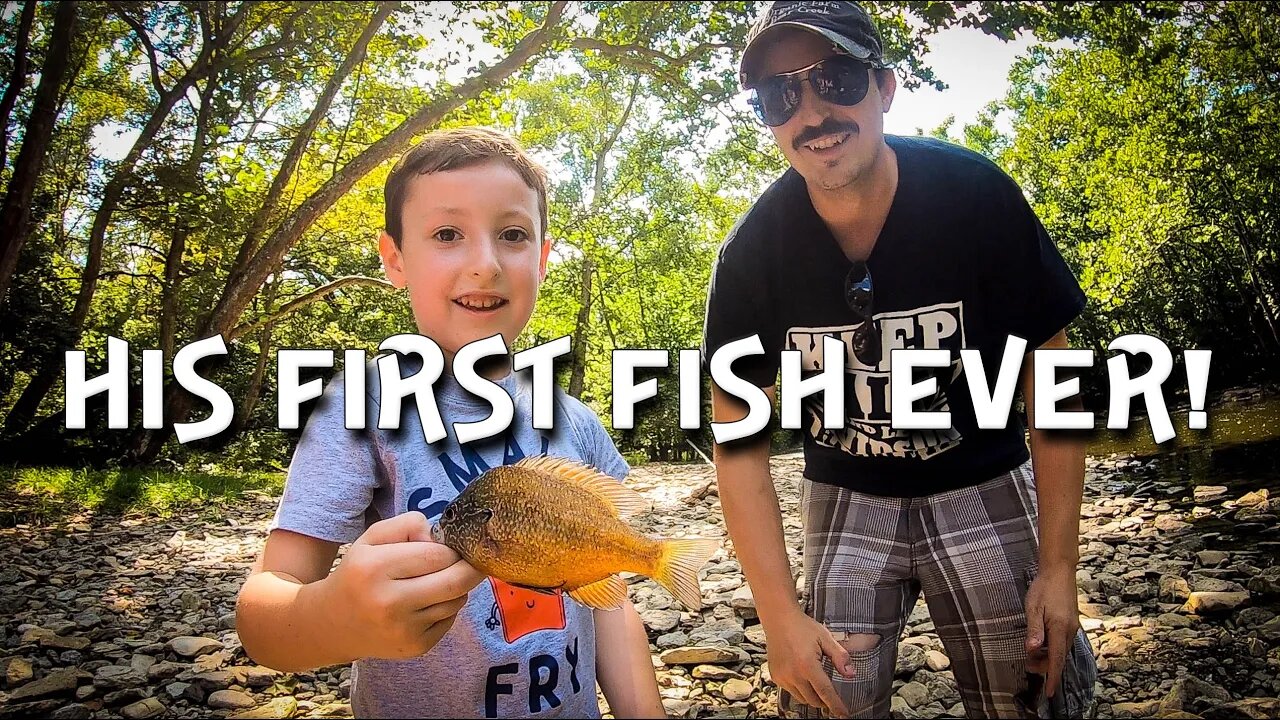 Catching His First Fish Ever!!!!