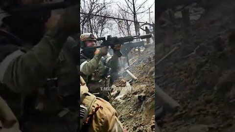 Chechen Forces On Command Conduct Heavy Fire On Ukranaina Forces