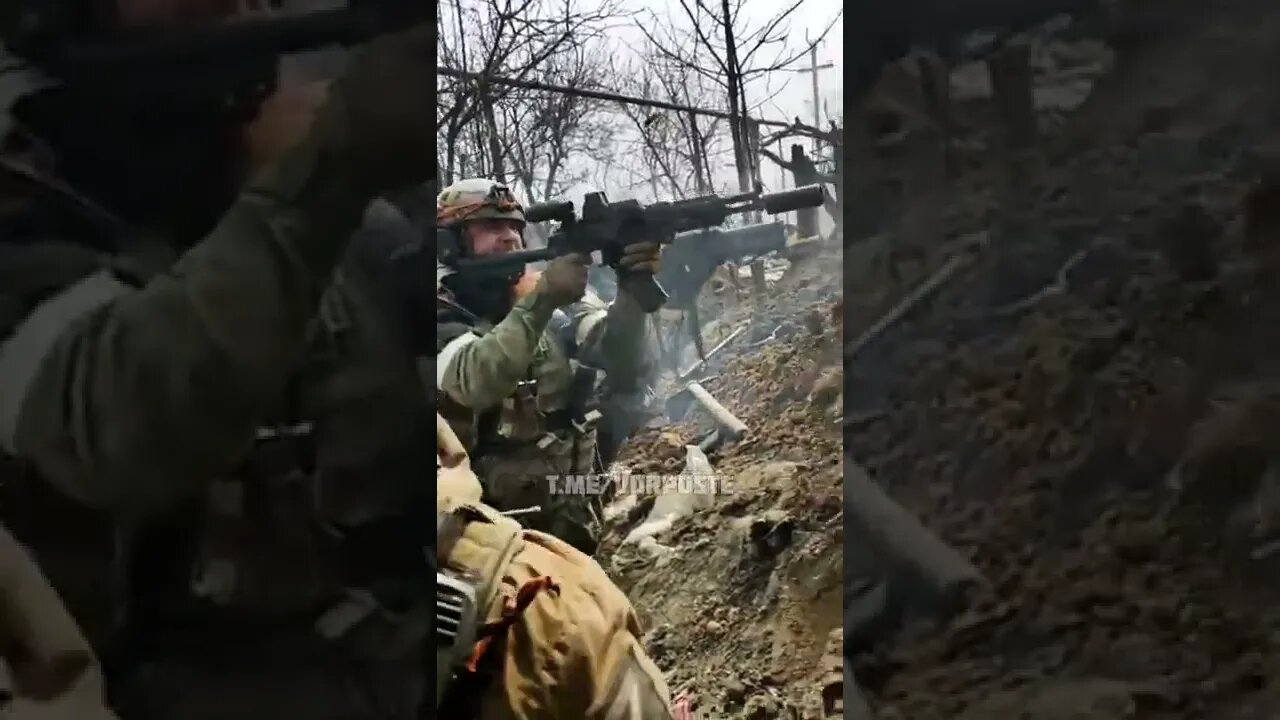 Chechen Forces On Command Conduct Heavy Fire On Ukranaina Forces