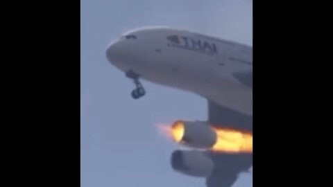 Burning Thai Airways plane