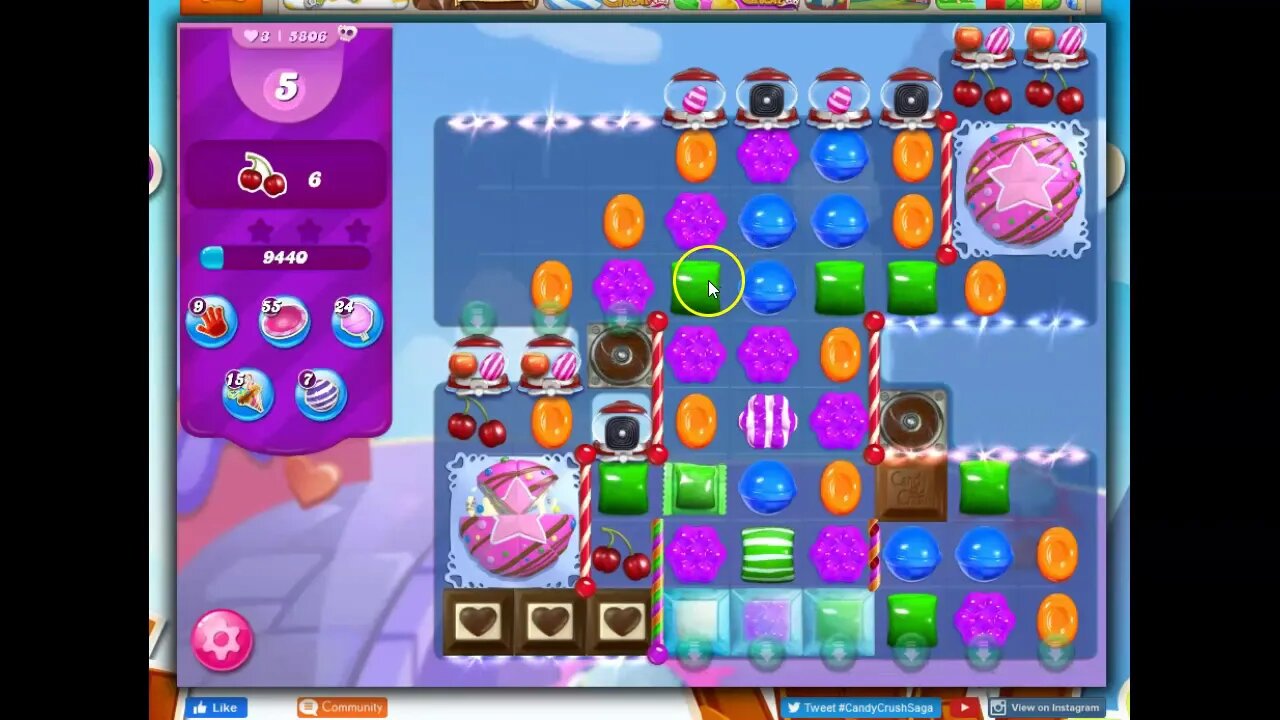 Candy Crush Level 5806 Talkthrough, 25 Moves 0 Boosters