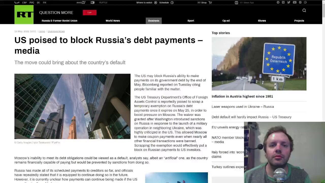 US poised to block Russia’s debt payments in attempt to cause them to default