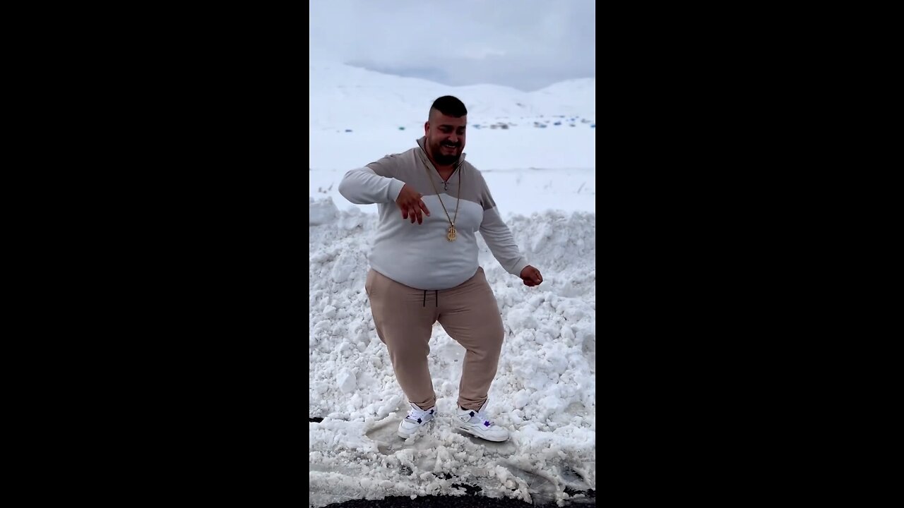 Funny fat man dancing