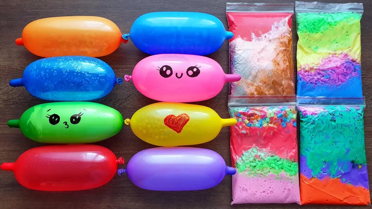 Making Slime with Funny Balloons and Slime Bags