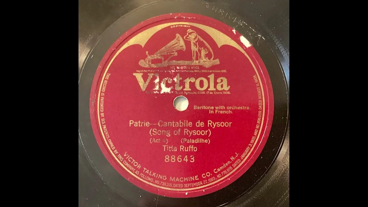 Patrie -- Cantabile de Rysoor (Song of Rysoor) - Titta Ruffo