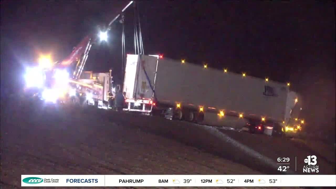 Driver sustains 'minor injuries' after semi-truck crash on northbound I-15