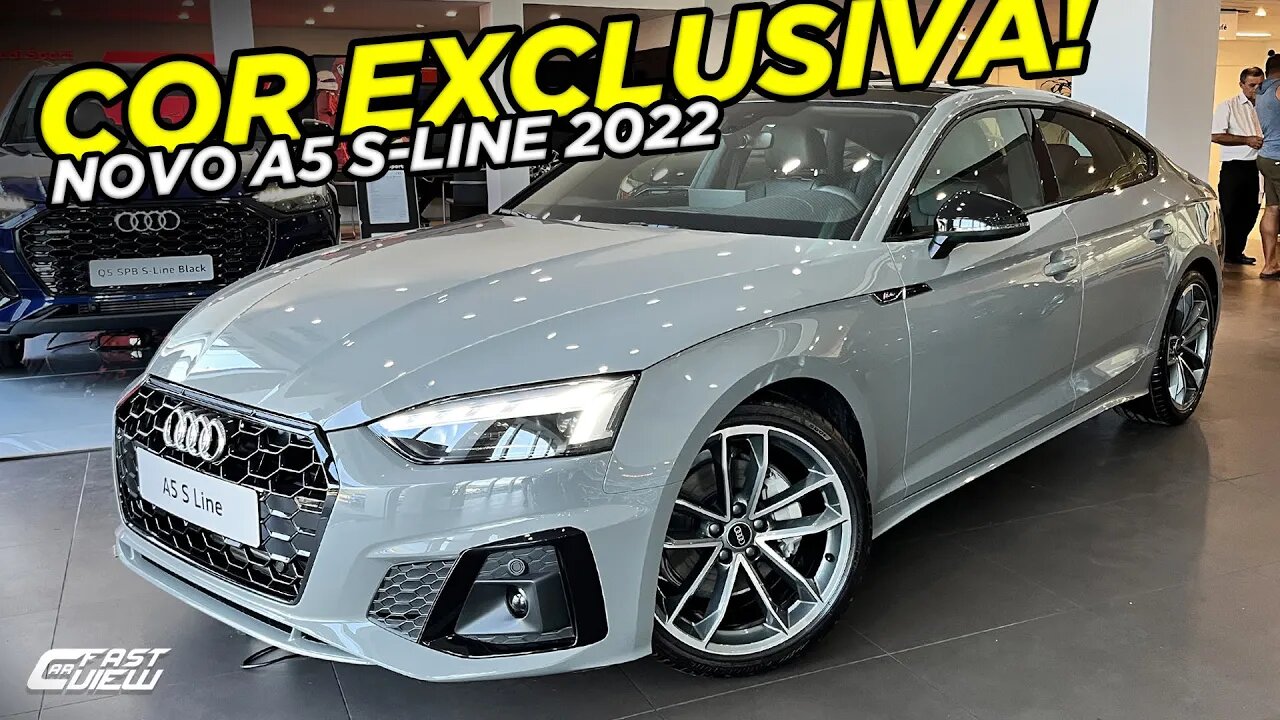 NOVO AUDI A5 SPORTBACK S LINE 2.0 TFSI 2022 CINZA QUANTUM EM DETALHES