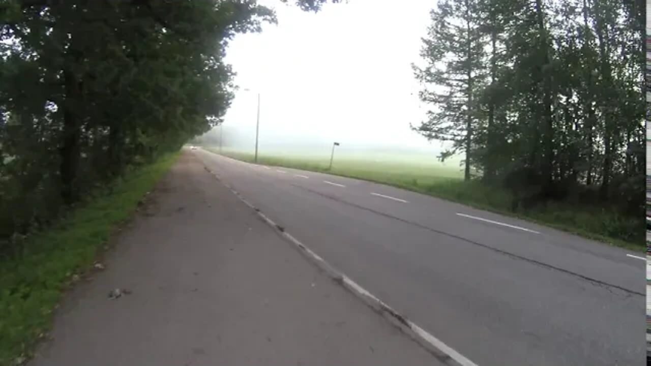 Cycling into misty early morning 21.7.2020