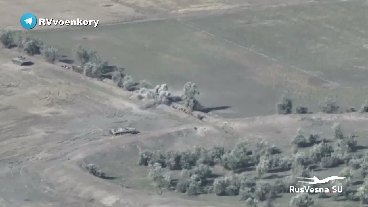 Video of the destruction of the mechanized platoon of the AFU on the BMP 1 by the fire of Russia