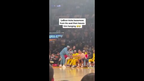 Lebron kicks Bazemore out of his seat