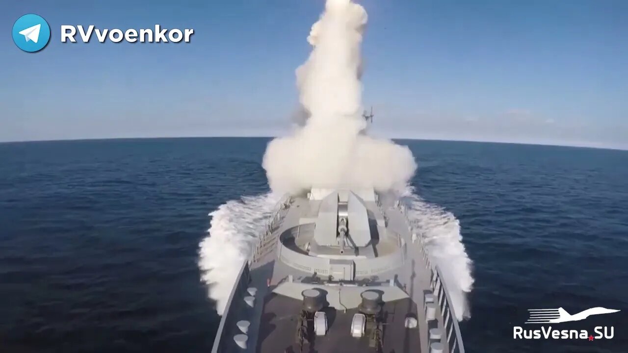 Russian Navy In The Black Sea Launch "Kaliber" Cruise Missiles At Ukrainian Military Infrastructure