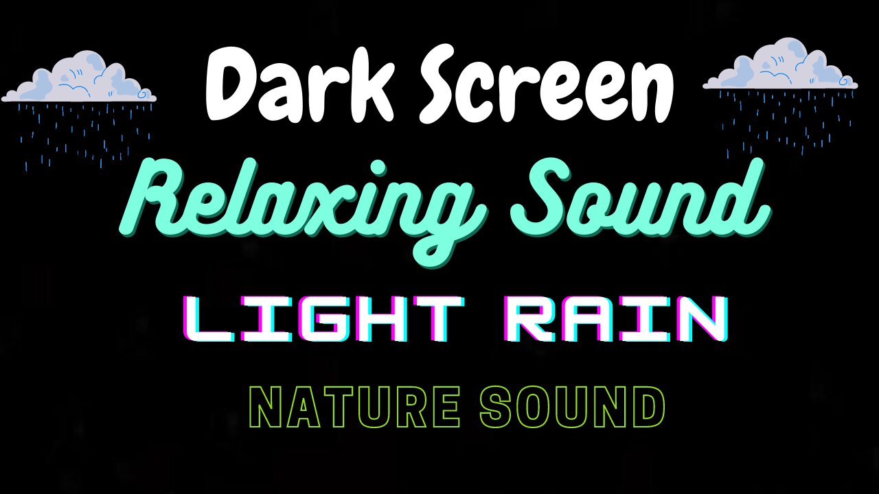 1 Hour of Light Rain with Thunder Sounds For Focus, Relaxing and Sleep | Dark Screen |