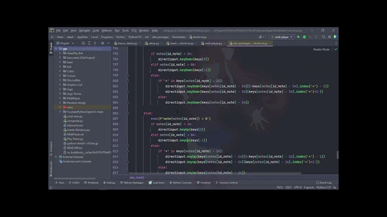 MidiPlayer Python - Auto Player bot.