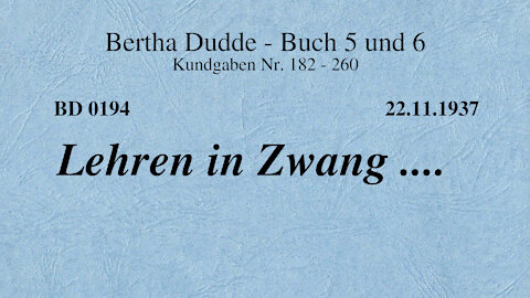 BD 0194 - LEHREN in ZWANG ....