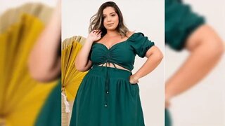 🛑 CONJUNTO FEMININO PLUS SIZE CROPPED MAIS SAÍA LONGA