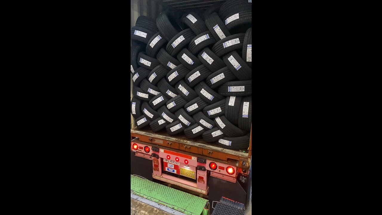 Unloading Trailer of Tires #fypシ #fyp #shorts #trucking #tires