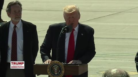 President Trump talks health care upon arrival in Milwaukee