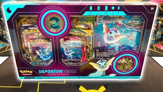 Opening the Pokemon Vaporeon Vmax PREMIUM Collection Box