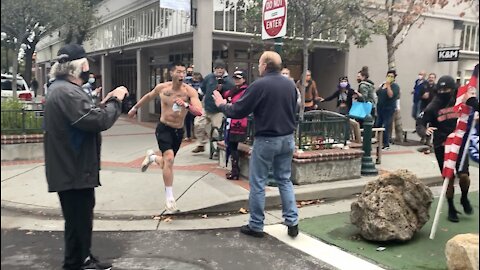 Los Gatos "Stop the Steal" Rally- Leftist Man Attacks Female-1/2/21